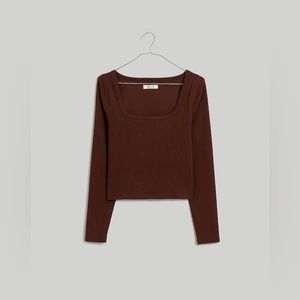 NWT Women’s Madewell Square-Neck Long-Sleeve Crop Tee in Sleekhold, Size XS